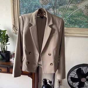 Rachel Zoe Beige Double-Breasted Blazer